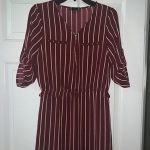 maroon and white striped dress ross M